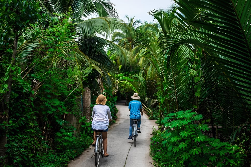 biking in Mekong